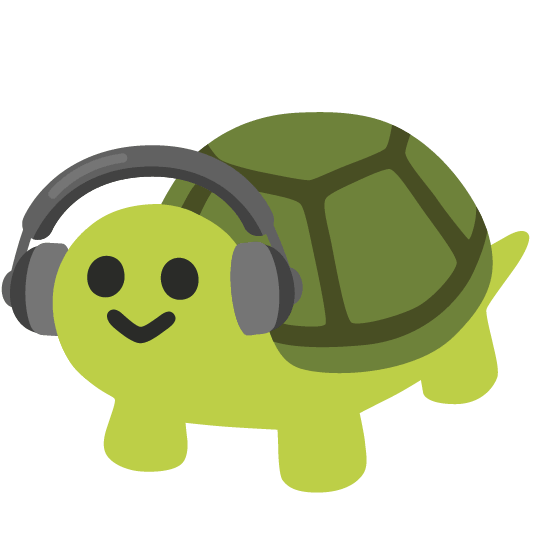 Turtle wearing headphones